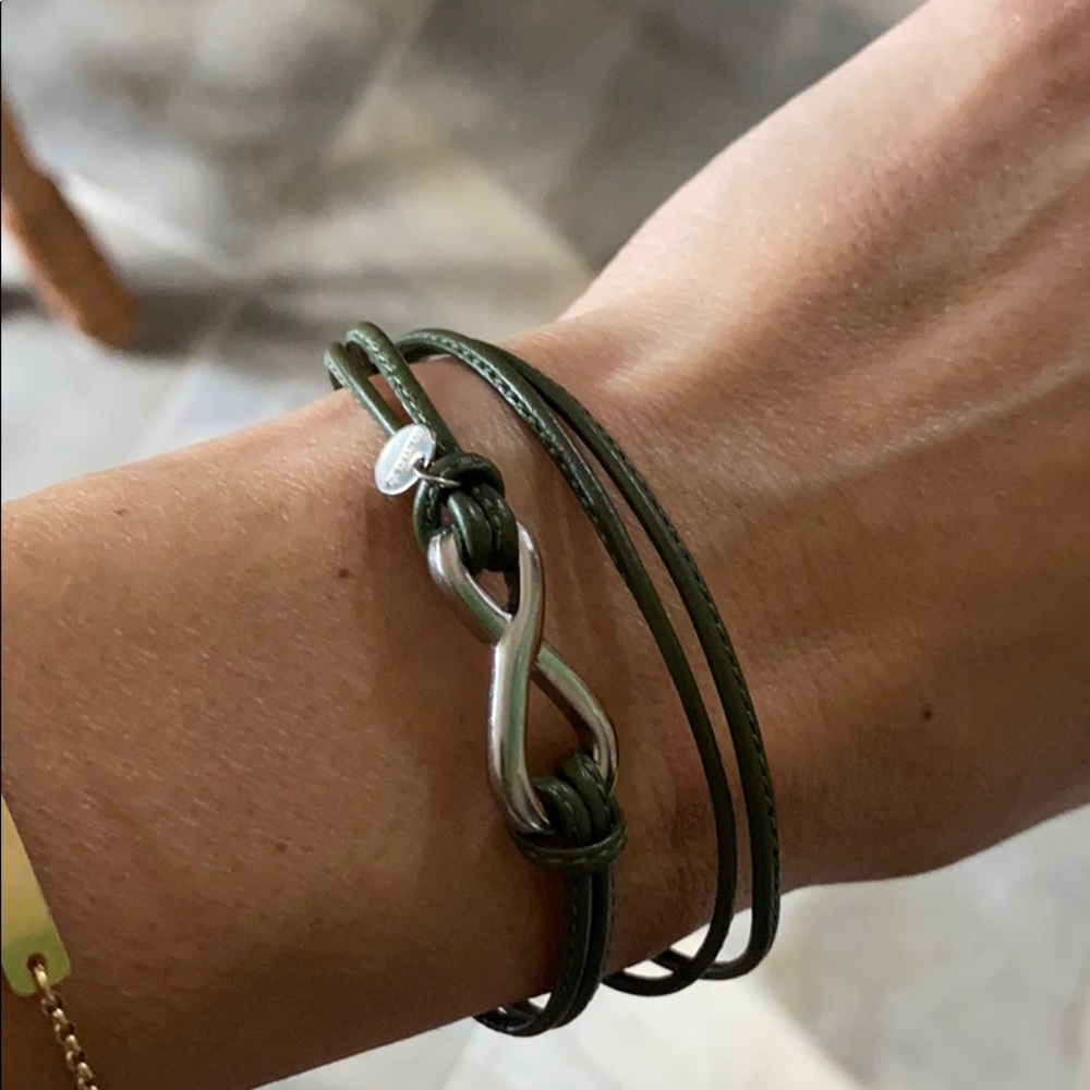 green leather wrap bracelet